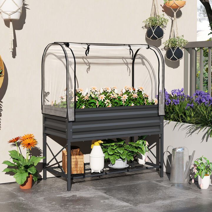 Hivvago Metal Elevated Planter Box for Outdoor Gardening