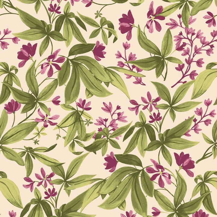 Inia Classical Floral All-over Green Wallpaper INA80402