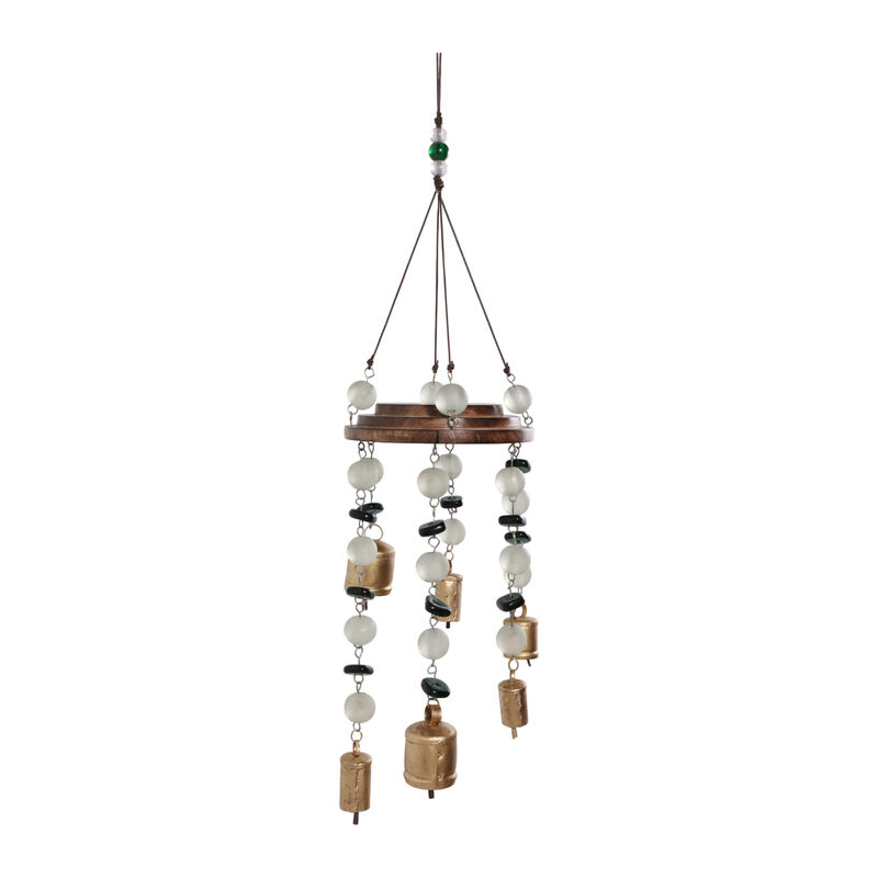 32x8" Wood & Glass Beads Chime, Teal Multi image number 2