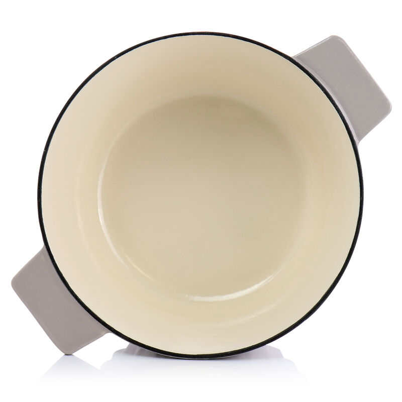 Martha Stewart Enameled Cast Iron 3 Quart  Embossed Stripe Dutch Oven with Lid in Warm Grey