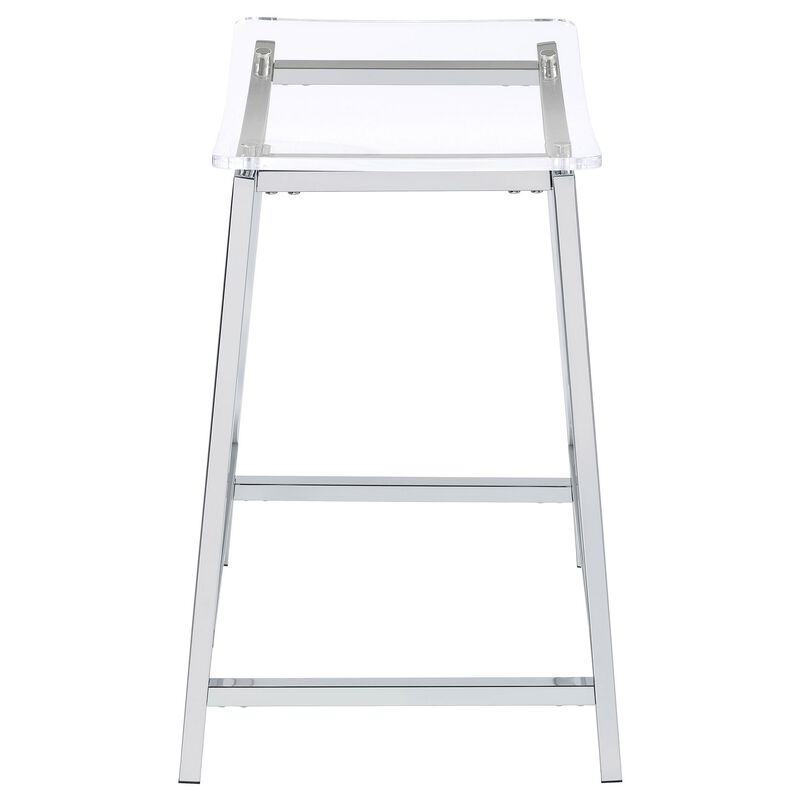 Ani 24 Inch Counter Height Stool Set of 2, Acrylic Clear, Chrome Metal