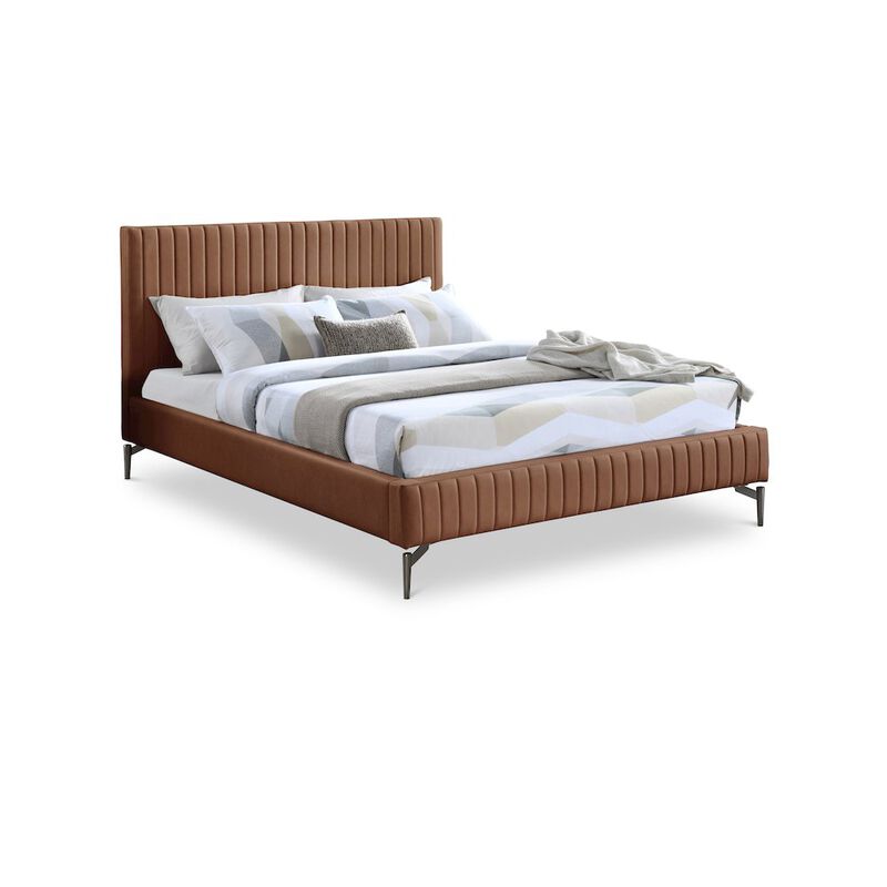 Meridian Furniture Gallo Cognac Vegan Leather Full Bed