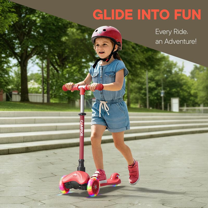 Mini 3 Wheel Scooter for Kids &ndash; Lean-to-Steer Kick Scooter with LED Light-Up Wheels, Adjustable Handlebar, Wide Anti-Slip Deck, Smooth PU Wheels, Rear Foot Brake &ndash; Toddler Scooter for Ages 2+ image number 2