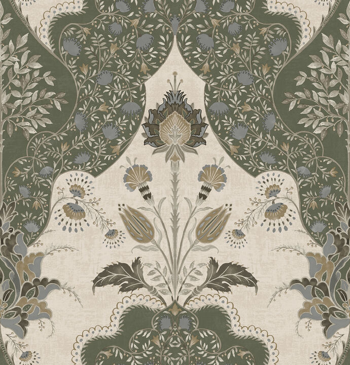 Auden Green Floral Grandeur Wallpaper