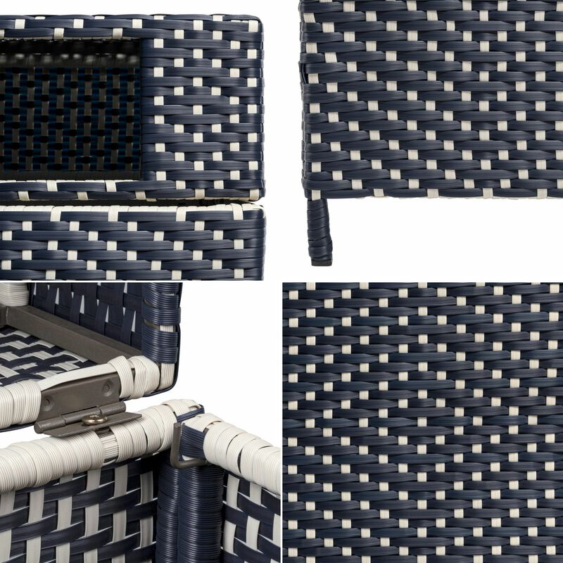 Keaton Modern All-Weather Wicker/Metal Lidded Hideaway Outdoor Trash Can