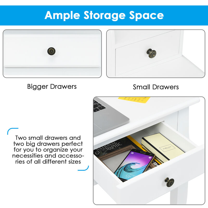 Costway Writing Desk Makeup Vanity Table Home Office Computer Desk 4 Drawer Black