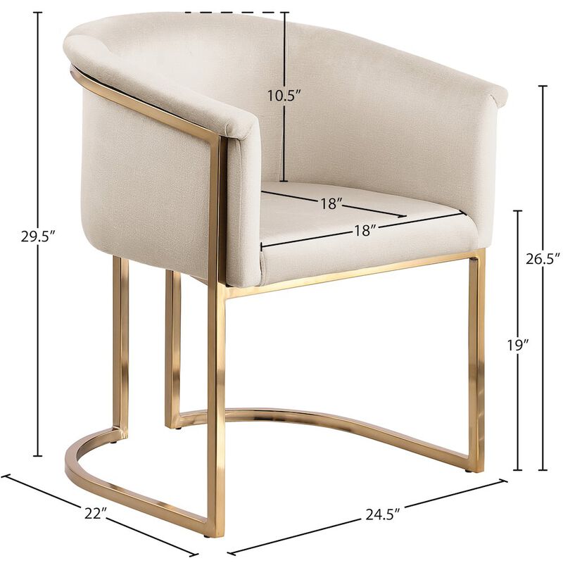 Meridian Furniture Tierra Cream Velvet Dining Chair