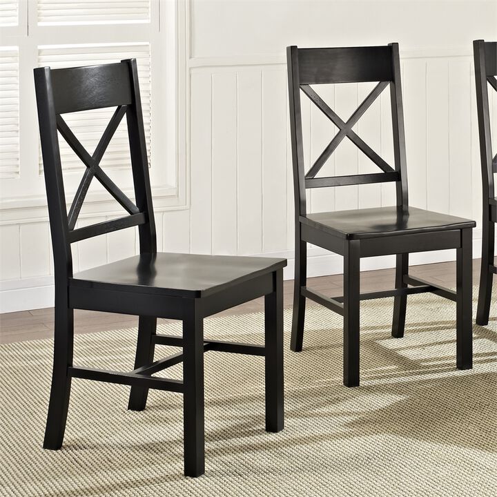 Walker Edison Black Wood Dining Chairs, Set of 2