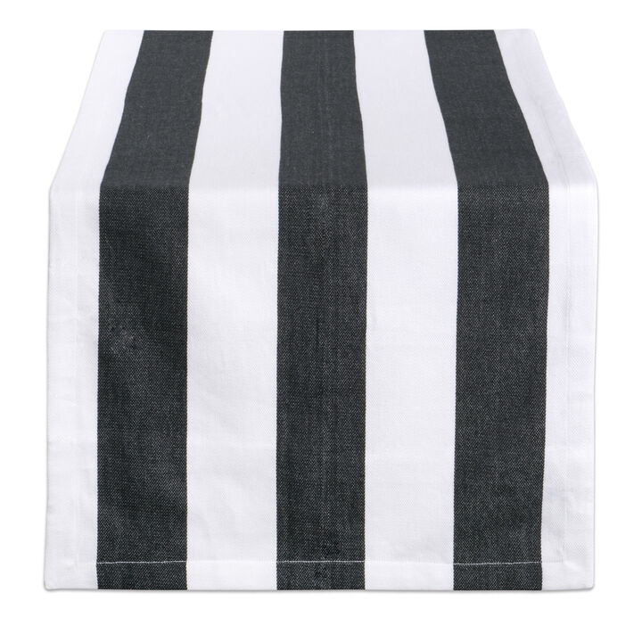 18" x 108” Black and White Dobby Striped Pattern Rectangular Table Runner