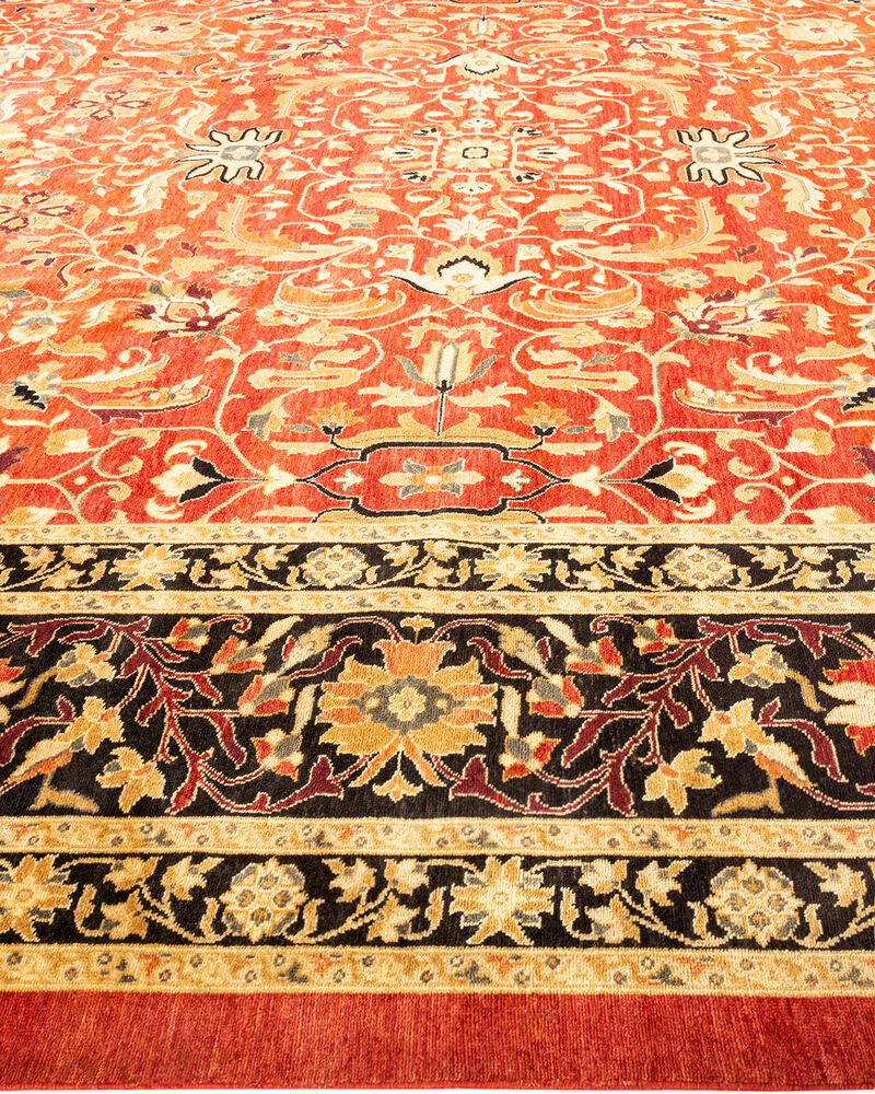 Eclectic, One-of-a-Kind Hand-Knotted Area Rug  - Orange, 12' 2" x 18' 1"