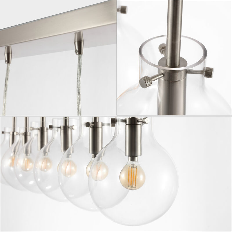Harlow 40.5" 6-Light Modern Contemporary Round Glass/Iron LED Linear Pendant image number 5