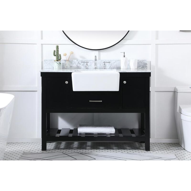 Elegant Kitchen and Bath 48 inch Single bathroom vanity in black with backsplash