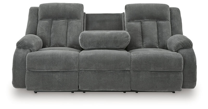 Greely Bend Power Reclining Sofa with Drop Down Table in Grey image number 5