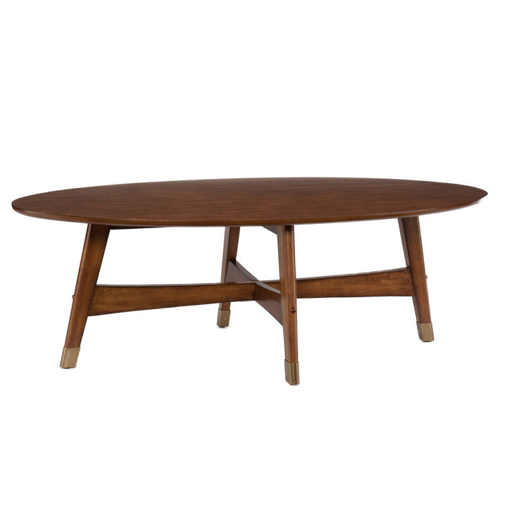 Hivvago 52 Inch Brown Solid Wood With Iron Coffee Table