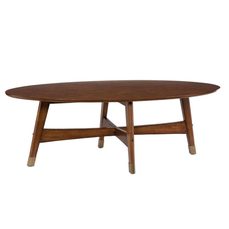 Hivvago 52 Inch Brown Solid Wood With Iron Coffee Table