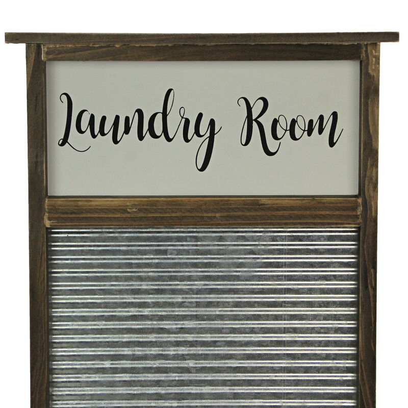 Wood and Metal Vintage Washboard Laundry Room Wall Hanging image number 4