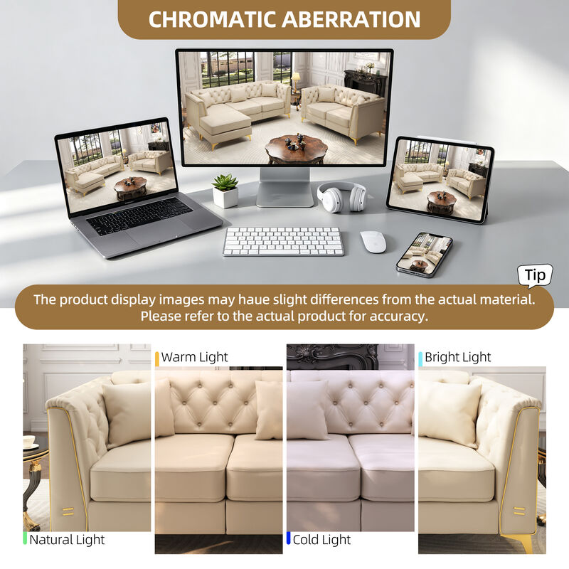 Wotvo 81.5" 3-Seater Modular Chesterfield Sofa image number 7