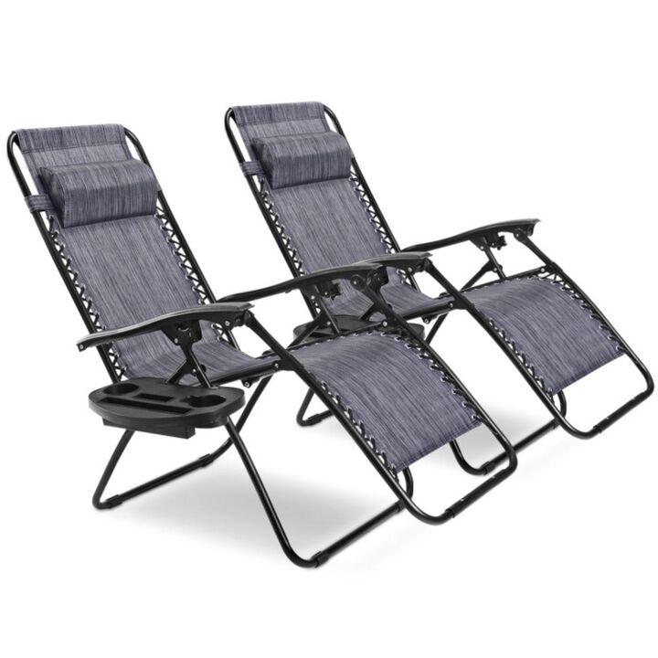 Hivvago 2 Pieces Folding Lounge Chair with Zero Gravity