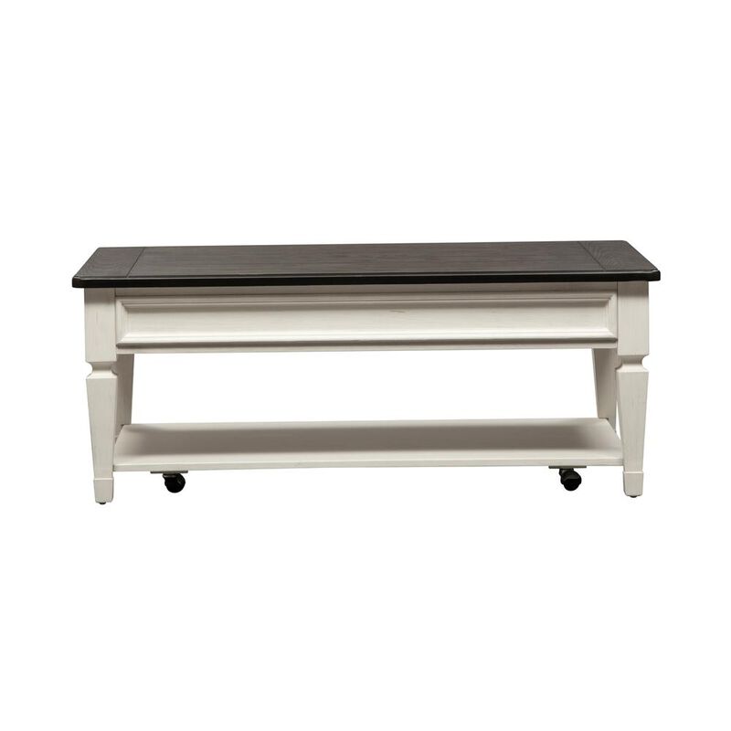 Liberty Furniture Allyson Park Rectangular Cocktail Table in Wirebrushed White w/ Charcoal Top image number 5
