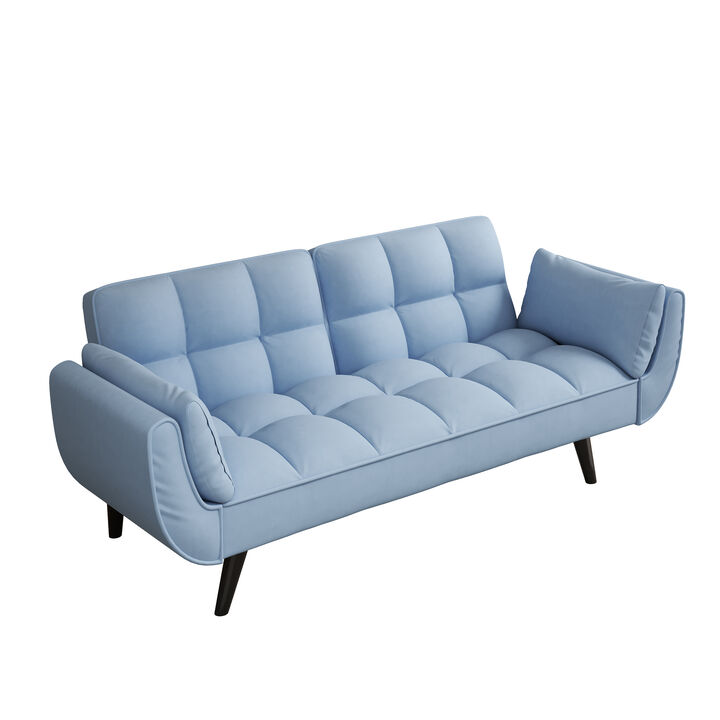 Merax Adjustable Sofa Bed with Clustered Cushions & Even Stitching Converts to Bed for Overnight Guests