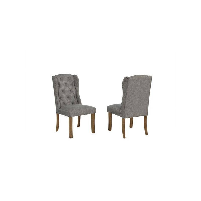Best Quality Furniture Dark Grey Dining Chair With Linen Fabric (Set Of 2)