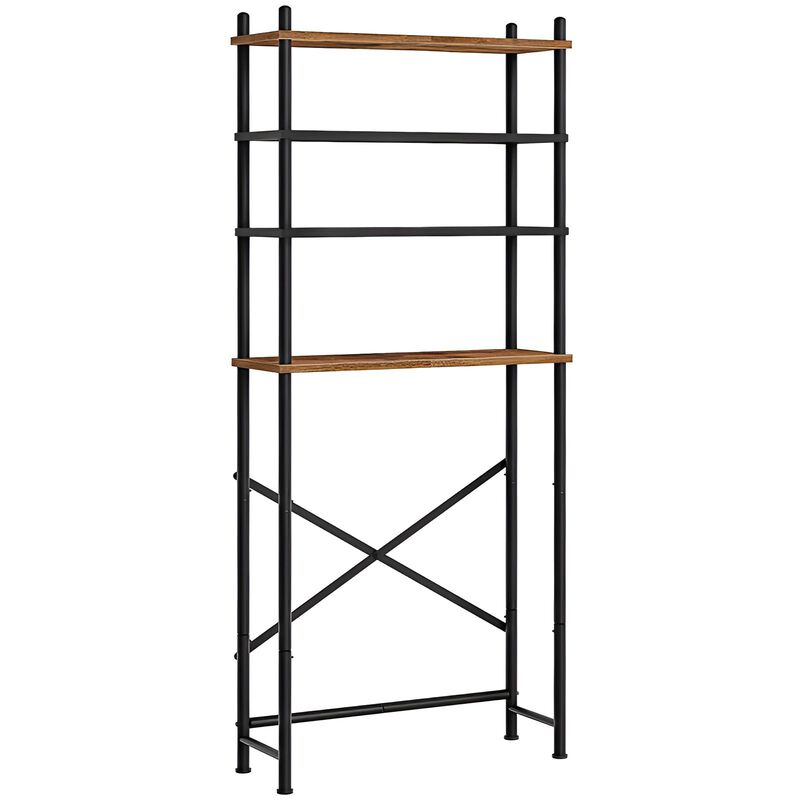 4-Tier Bathroom Storage Unit Over Toilet with Adjustable Legs-Brown image number 0