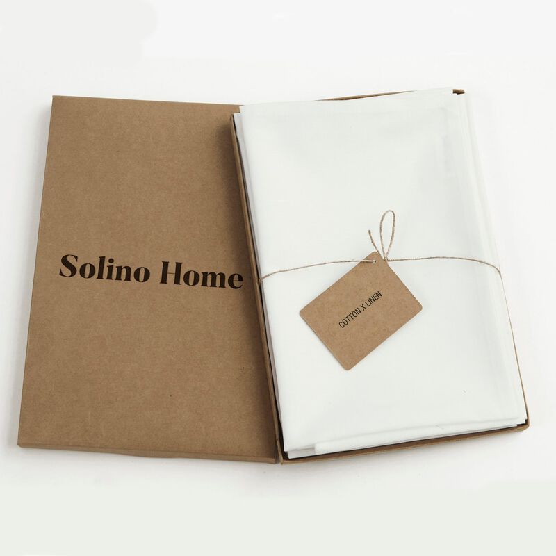 Solino Home Cotton Linen Dinner Napkins 20 x 20 Inch Set of 4 - Dru - Cotton Linen Plain