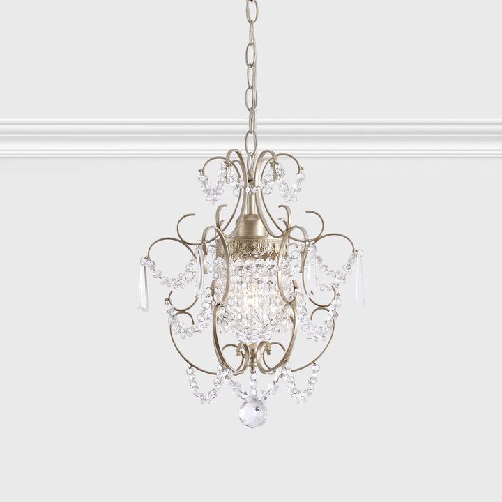 Eleanor Glam 1 Light Brushed Champagne Silver Mini Crystal Chandelier