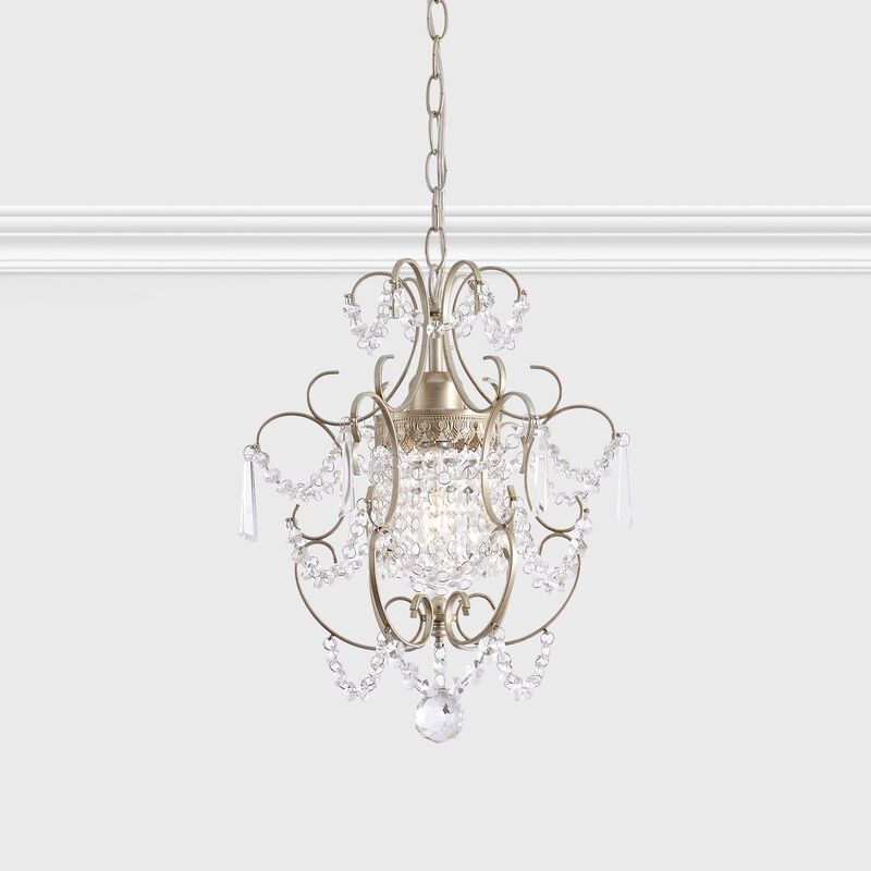 Eleanor Glam 1 Light Brushed Champagne Silver Mini Crystal Chandelier image number 1