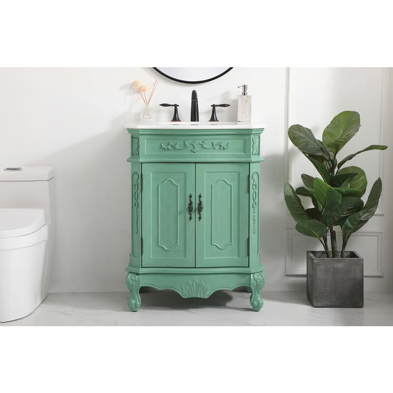 Elegant Kitchen and Bath 27 inch Single Bathroom vanity in vintage mint