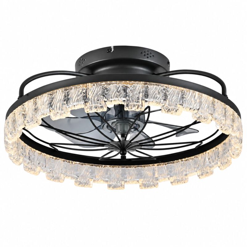 ELEMENT ACE Rustic Farmhouse Flower Caged Ceiling Fan with LED Light and Remote Control, Low Profile Ceiling Fan for Bedroom Kitchen Living Room image number 0