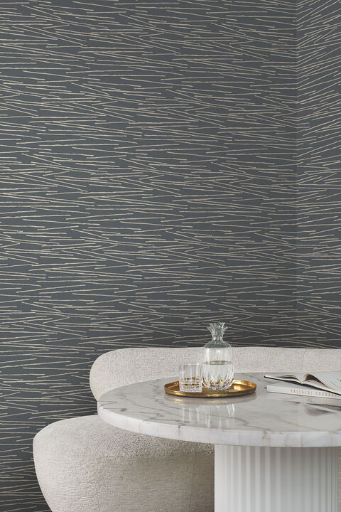 Line Horizon Charcoal Wallpaper