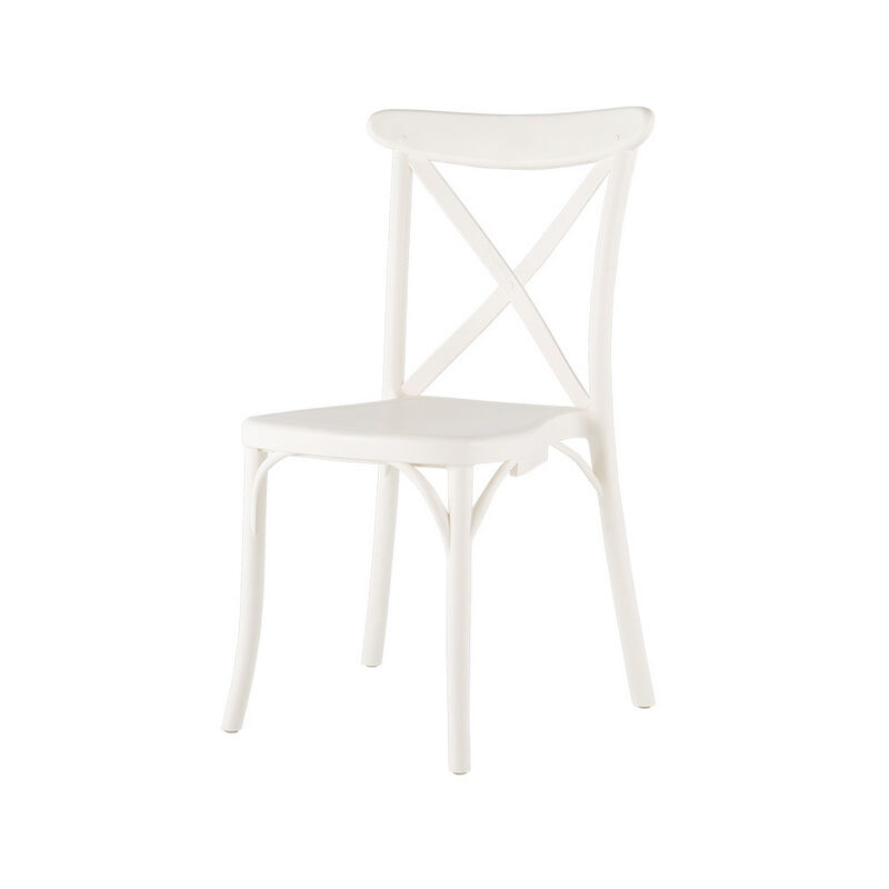 HomeRoots Set of Two White Heavy Duty Plastic Outdoor Stacking Dining Chairs image number 2