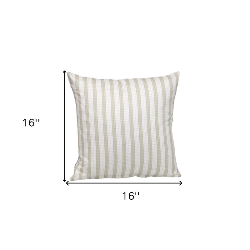 HomeRoots 16" Taupe and White Striped Cotton Throw Pillow image number 4