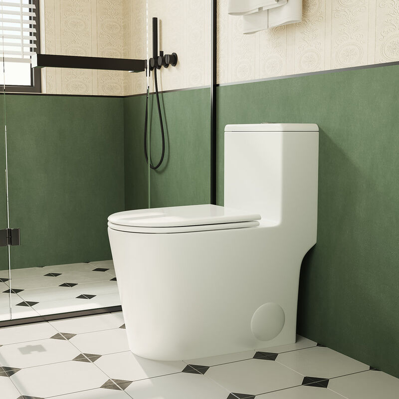 Bothwa Home 14.37"W CUPC Certified, One Piece Elongated Confort Height Toilet, Super Quite Flushing, Dual Flush, Ceramic, Watersense, Leak Resistant image number 2