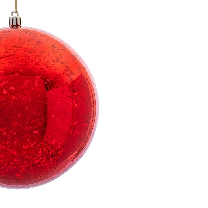 Vickerman 6" Red Shiny Mercury Ball Ornament - Set of 4 - Texture and Elegance for Holiday Decorating - Reliable Hanging - Exceptional Collection Addition - Perfect for Christmas Tree