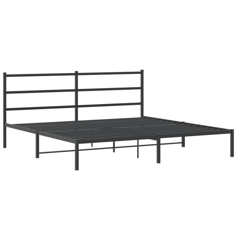 vidaXL Metal Bed Frame with Headboard Black 76"x79.9" King