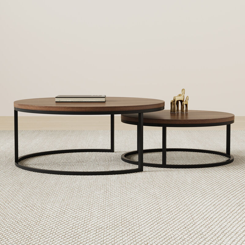 Round nesting coffee tables 2-piece