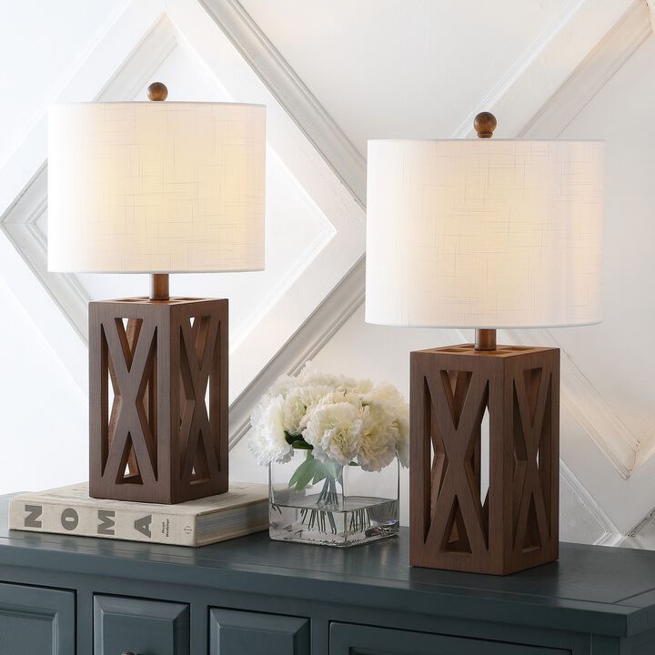 Stewart Farmhouse Wood LED Table Lamp