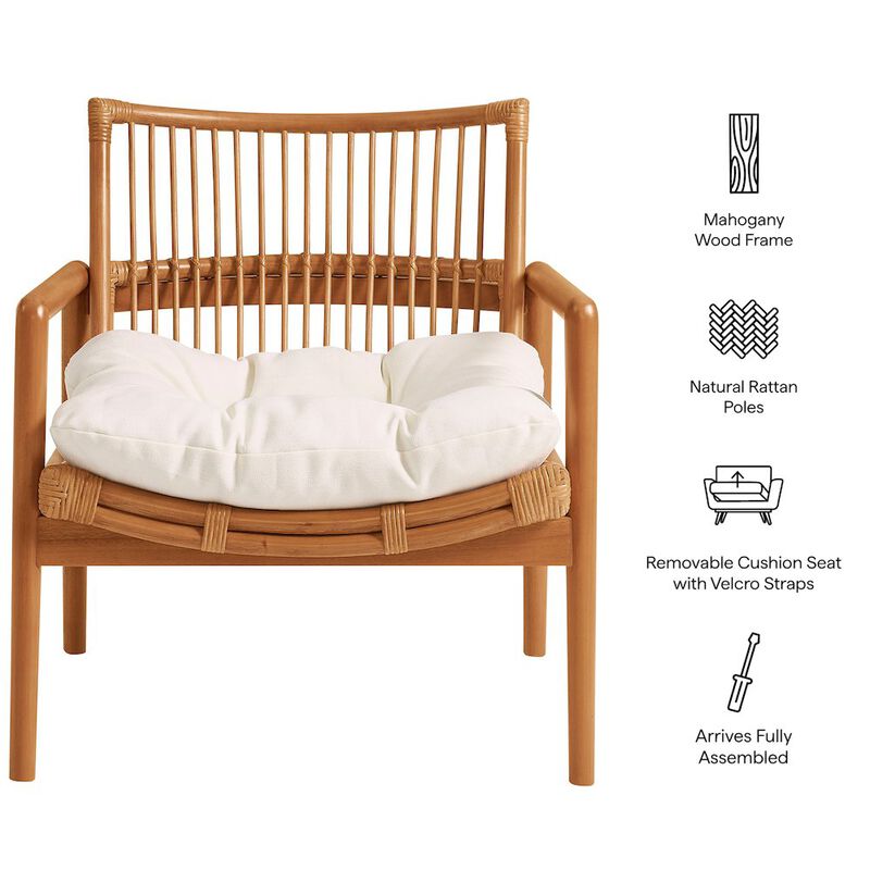 Tula Wood Rattan Lounge Chair image number 1
