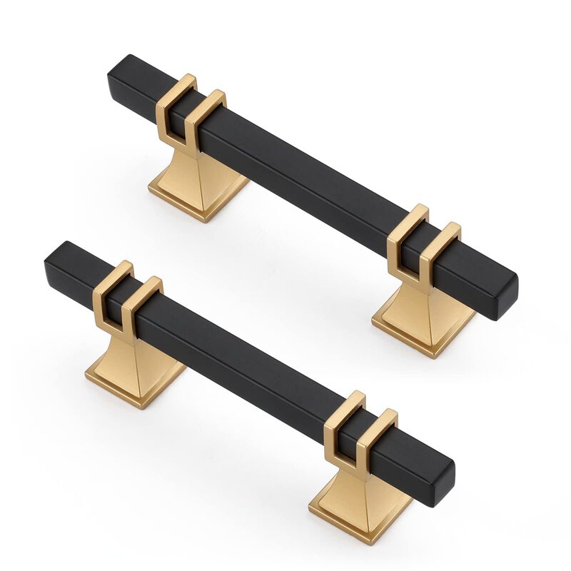 Lepatape 10 Pack 3 Inch Black & Gold Cabinet Pulls - Modern Kitchen Cabinet Hardware