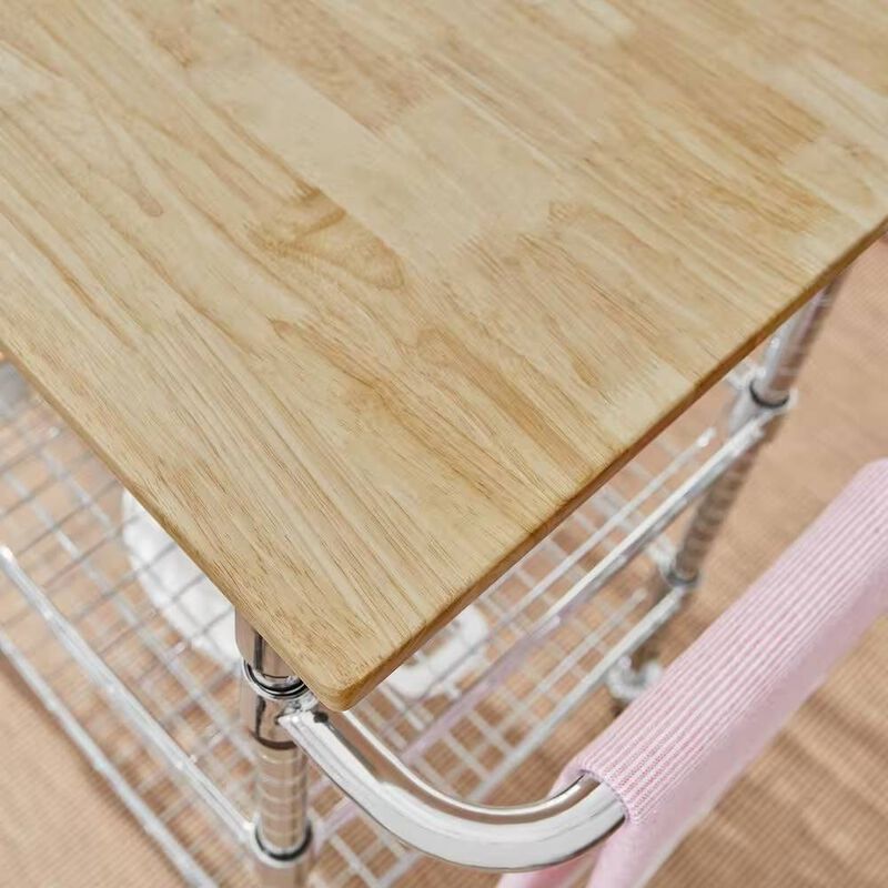 Kitchen Island Cart with Top and Two Bottom Storage Shelves on Wheels for Easy Mobility and Organization