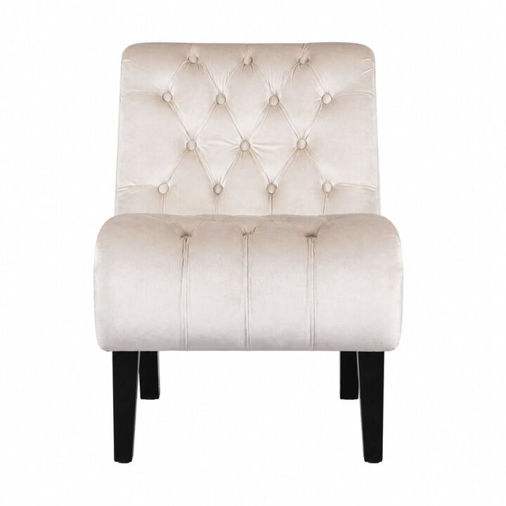 GOODSILO Armless Velvet Upholstered Accent Chair Leisure Chair with Wooden Legs for Living Room, Bedroom, Office, Small Spaces