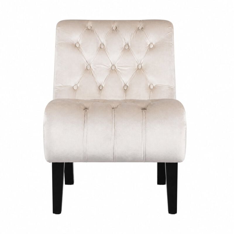GOODSILO Armless Velvet Upholstered Accent Chair Leisure Chair with Wooden Legs for Living Room, Bedroom, Office, Small Spaces image number 0