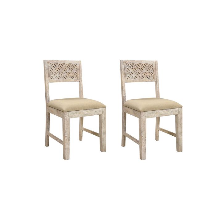 Taran Designs Jensen Carved Solid Wood Dining Chairs (Set of 2)