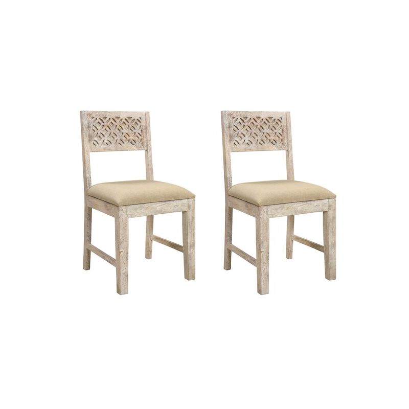 Taran Designs Jensen Carved Solid Wood Dining Chairs (Set of 2)