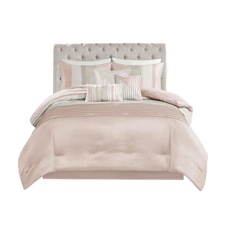 Gracie Mills Nixon 7-Piece Contemporary Striped Comforter Set