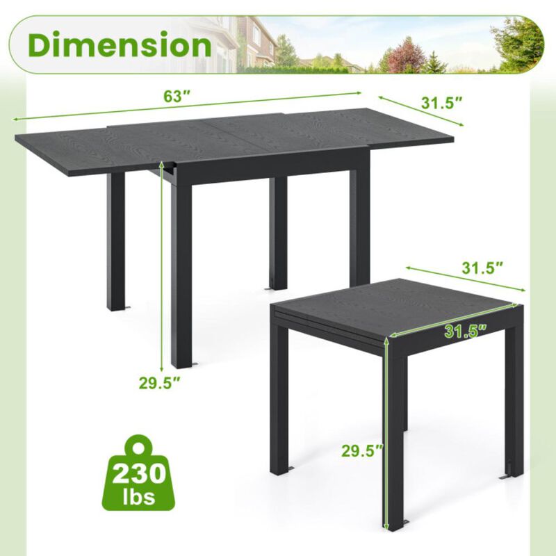 Hivvago Adjustable Patio Expandable Dining Table for 4-6 Person