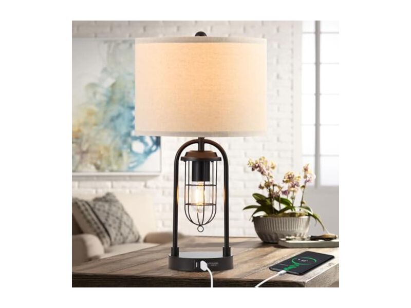 Farmhouse Nightstand Lamps Set Of 2 For Living Room Bedroom Nightstand image number 1