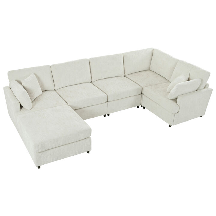 Merax U-Shaped Sectional Sofa with Movable Ottoman